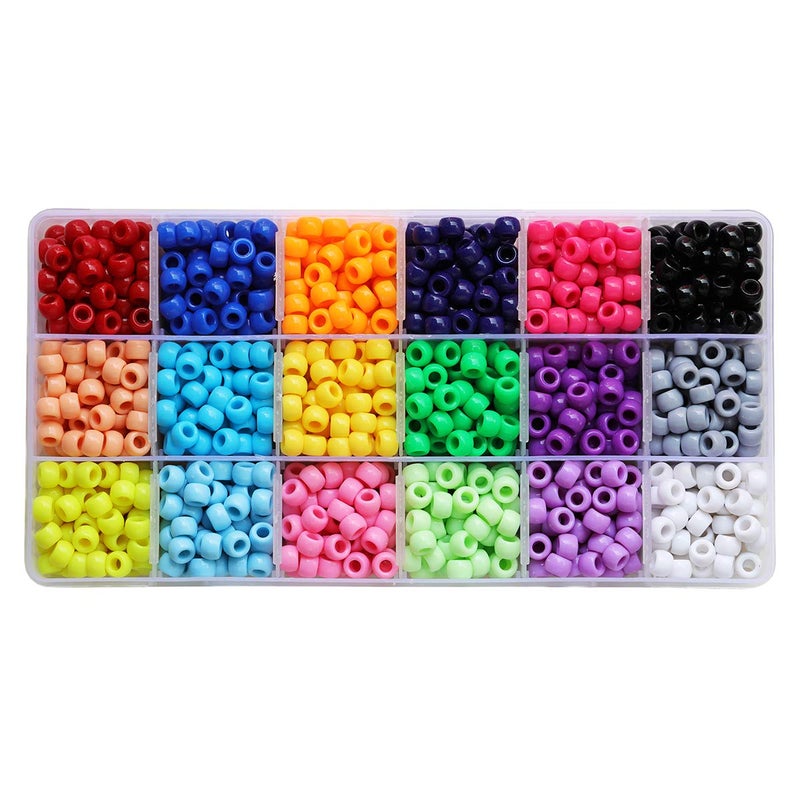 BALABEAD Giant Crayon Bead Box, Pony Beads with Smooth Surface Craft Assortment Colors (6x 9mm/18colors/1800 beads) - Image 1
